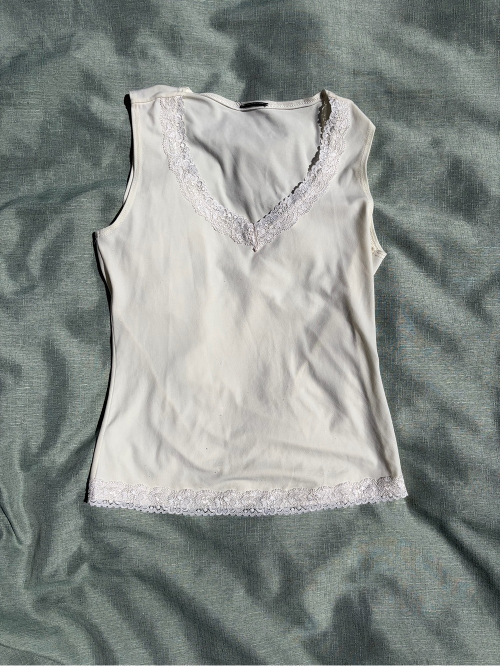 Lace-Trim V-Neck Camisole - White